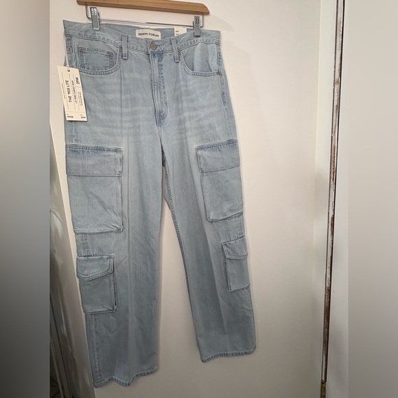Denim Forum 90’s Lite Blue Wide Leg Cargo Jeans - Picture 12 of 13